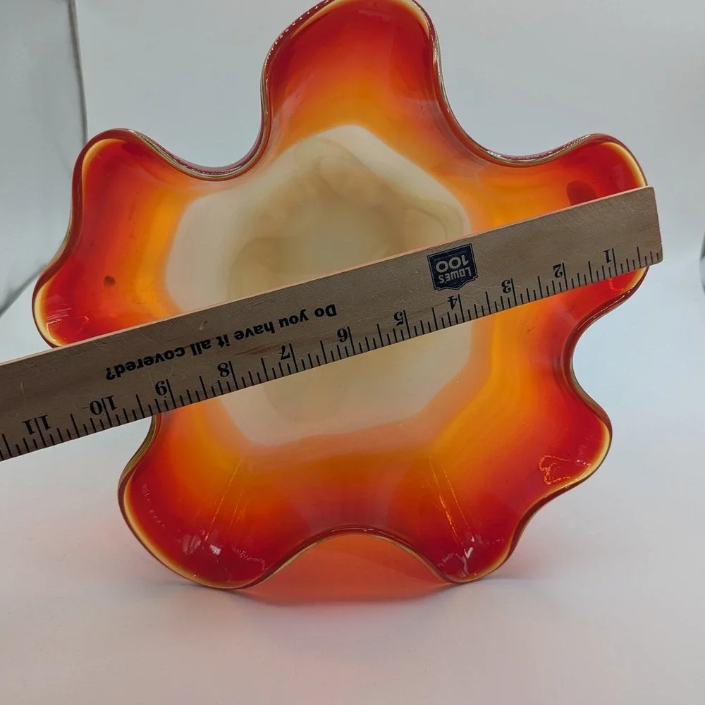 Jarek Kozlowsky‎ Collection Hand Blown Art Glass Vase Ruffled Rim Made in Poland